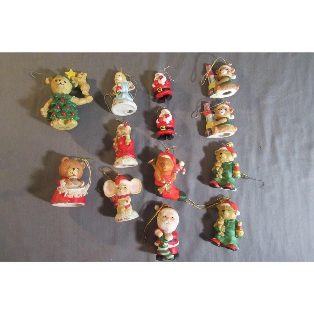 Christmas Ornaments Lot Of 13 CVS Claire's Jasco Mice Santas Bears